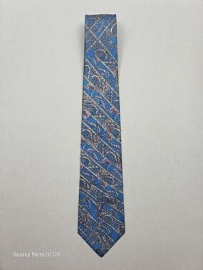 Christian Dior Silk Blue Gray Green Burgundy Paisley Tie EUC